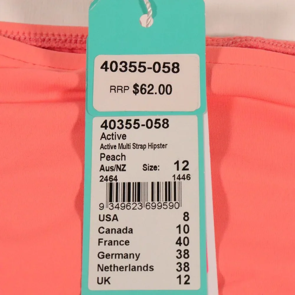 NWT Seafolly Active Multi Strap Hipster in Peach - Picture 10 of 14